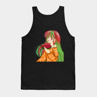 Anime Japanese cartoon style , watermelon girl Tank Top